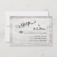 Rustique Bois Gris Élégant Mariage RSVP