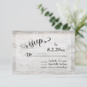 Rustique Bois Gris Élégant Mariage RSVP (Debout devant)