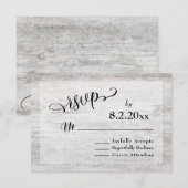 Rustique Bois Gris Élégant Mariage RSVP (Devant / Derrière)
