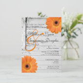 Rustique Bois Orange Daisy Invitations de mariage (Debout devant)
