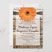 Rustique Bois Orange Daisy Invitations de mariage (Devant)