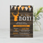 Rustique Bois Orange Deer Baby shower Invitation (Debout devant)