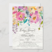 Rustique Bois Pastel Floral Baby shower Invitation (Devant)