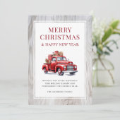 Rustique Bois Retro Camion Rouge Merry Carte de No (Debout devant)