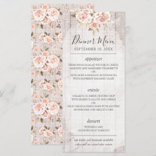 Rustique Bois Romantique Shabby Rose Menu Mariage