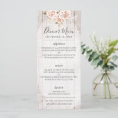 Rustique Bois Romantique Shabby Rose Menu Mariage (Debout devant)