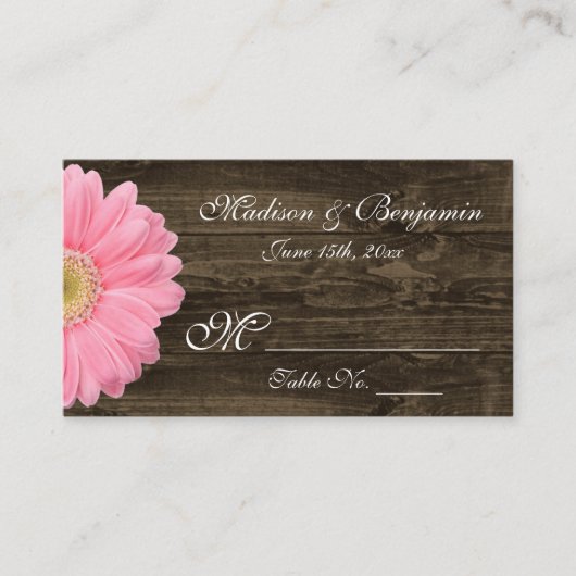 Rustique Bois rose Gerber Daisy Mariage Cartes de  (Devant)