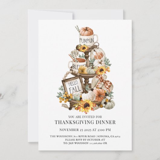 Rustique Bois Thanksgiving Dîner Invitation (Devant)