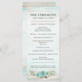 Rustique Bois Turquoise Floral Roses programme de  (Devant / Derrière)