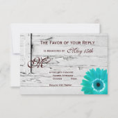 Rustique Bois Turquoise Gerber Daisy Mariage Carte (Devant)