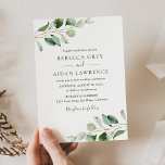 Rustique Botanique Eucalyptus Mariage de verdure<br><div class="desc">Cette invitation de mariage simple et élégante présente de belles branches moody aquarelle eucalyptus feuilles et a été jumelée avec une calligraphie lunaire et une police serif classe en or et gris. Pour effectuer des modifications avancées,  sélectionnez l'option "Cliquez pour customiser plus loin" sous Personnaliser ce modèle.</div>