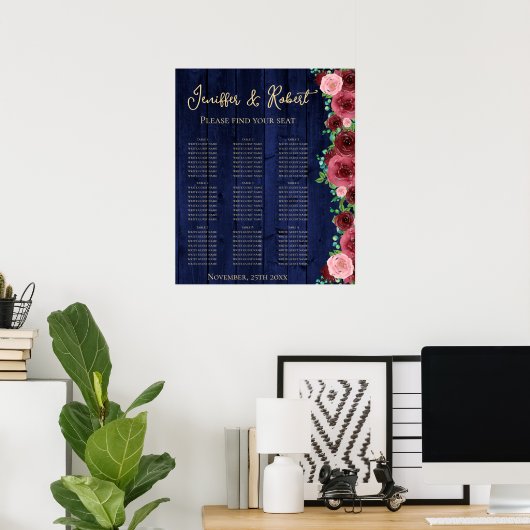 Rustique Bourgogne 9 Tableau Sièges Graphique Flor (Bureau à domicile)