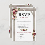 Rustique Bourgogne Blush Floral Boho Wedding RSVP (Devant / Derrière)