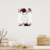 Rustique Bourgogne Blush Floral Mariage Affiche de (Cuisine)