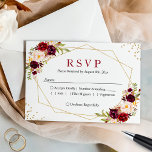 Rustique Bourgogne Blush Floral Parties scintillan<br><div class="desc">*** Voir Objets correspondants : https://zazzle.com/collections/119552305648576390 **** ||| Carte RSVP Rustic Burgundy Blush Floral Gold Parties scintillant. (1) Pour plus de personnalisation, cliquez sur le lien "customiser plus loin" et utilisez notre outil de conception pour modifier ce modèle. (2) Si vous préférez les papiers plus épais / Finition mat, vous...</div>