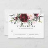 Rustique Bourgogne Blush Floral Wedding Carte RSVP (Devant)