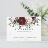 Rustique Bourgogne Blush Floral Wedding Carte RSVP (Debout devant)