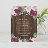 Rustique Bourgogne Blush Floral Wedding Invitation (Debout devant)