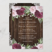 Rustique Bourgogne Blush Floral Wedding Invitation (Devant / Derrière)