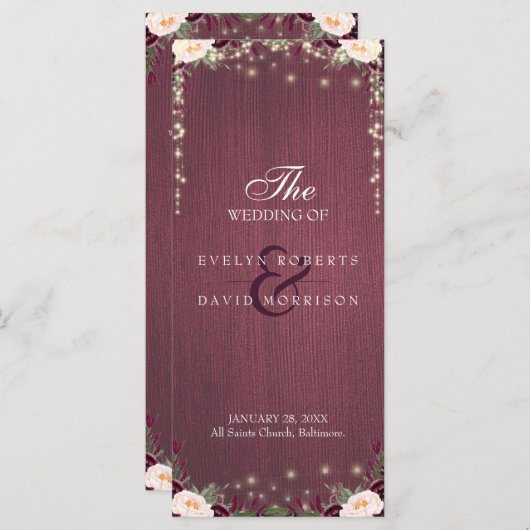 Rustique Bourgogne Bois Chaîne Lumière Programme d (Devant / Derrière)