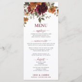 Rustique Bourgogne Burange Orange Floral Menu Mari (Devant)