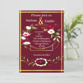 Rustique Bourgogne faire-part de mariage romantiqu (Debout devant)