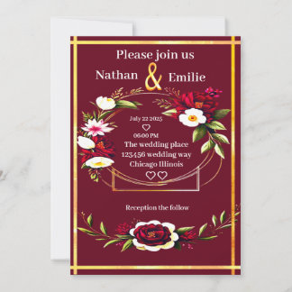 Rustique Bourgogne faire-part de mariage romantiqu