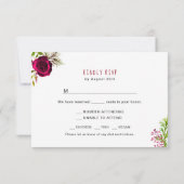 Rustique Bourgogne Floral Antlers RSVP choix d'ent (Dos)