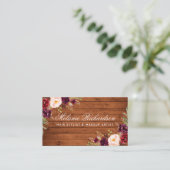 Rustique Bourgogne Floral Carte de visite (Debout devant)