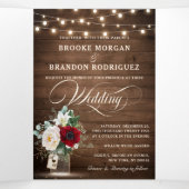 Rustique Bourgogne Floral Tri-Fold Faire-part de m (Intérieur au milieu)