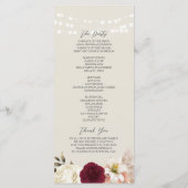 Rustique Bourgogne Floral Wedding Programme (Dos)