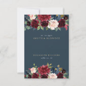 Rustique Bourgogne & Marine Bleu Nom d'hôte Carte  (Devant)