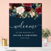 Rustique Bourgogne Marine Bleu & Rouge Fleurs & Lu (Mariage)