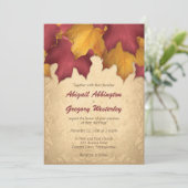 Rustique Bourgogne Or Automne Mariage Invitations (Debout devant)