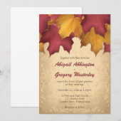 Rustique Bourgogne Or Automne Mariage Invitations (Devant / Derrière)