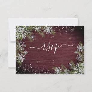 Rustique Bourgogne Silver Winter Wood Wedding RSVP