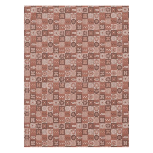 Rustique Brown Burlap Fleurs Feuilles Nappe (Devant)