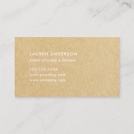 Rustique Brown Carte de visite Kraft (Dos)