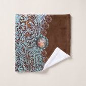 Rustique brun turquoise de l'ouest motif (Gant de toilette)