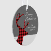 Rustique Buffalo Plaid Christmas Deer Personnalisé (devant)
