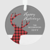 Rustique Buffalo Plaid Christmas Deer Personnalisé (dos)