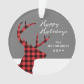 Rustique Buffalo Plaid Christmas Deer Personnalisé (devant)