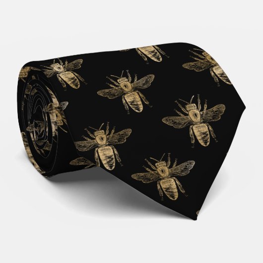 Rustique Bumble Bee Black Cravate rétro (Roulé)