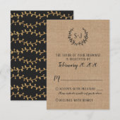 Rustique Burlap Black Typographie Mariage Carte RS (Devant / Derrière)