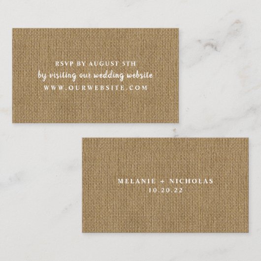Rustique Burlap carte de site rsvp (Devant / Derrière)