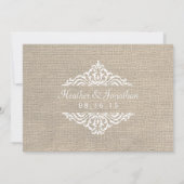 Rustique Burlap Damask Vintage Wedding Invitation (Dos)