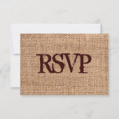 Rustique Burlap dentelle Typographie Mariage Carte (Dos)