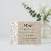 Rustique Burlap et dentelle carte postale RSVP (Debout devant)