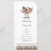 Rustique Burlap Floral Mason Jar Programmes de mar (Devant / Derrière)