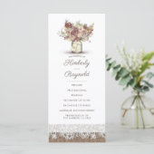 Rustique Burlap Floral Mason Jar Programmes de mar (Debout devant)